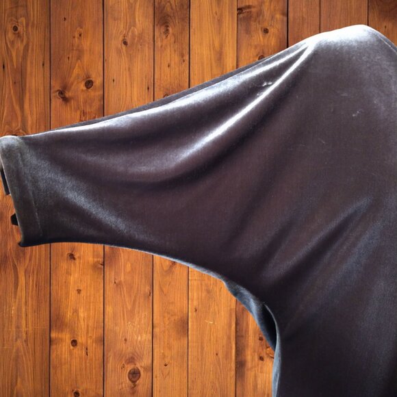 Meg Shop Women's Small Brown Velvet Draped Back Brown Dress 3/4 Dolman Sleeve - Picture 5 of 8